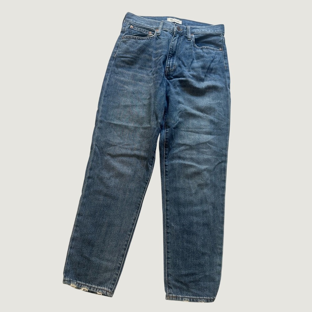 Madewell The Mom Jean Womens Size 28 Medium Wash High Rise Raw Hem Denim